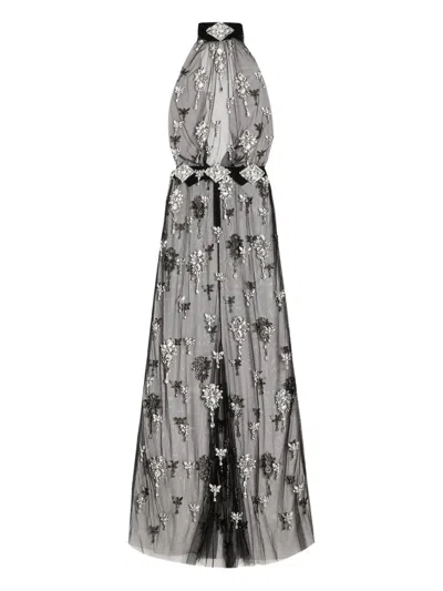 DOLCE & GABBANA RHINESTONES-EMBELLISHED HALTER-NECK MAXI DRESS