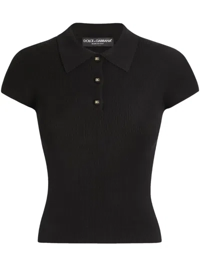 DOLCE & GABBANA RIBBED POLO TOP