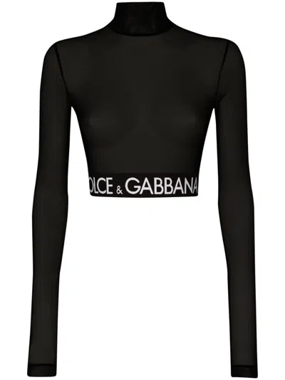 DOLCE & GABBANA ROLL-NECK TULLE TOP