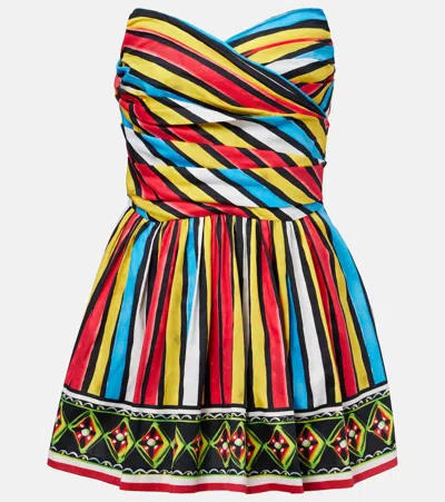 DOLCE & GABBANA RUCHED STRIPED MINIDRESS
