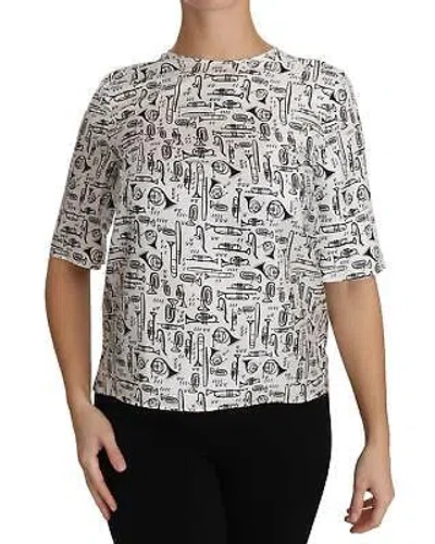 DOLCE & GABBANA DOLCE & GABBANA SEIDENBLUSE MIT TROMPETENDRUCK - TOPS - WHITE -SIZE 40
