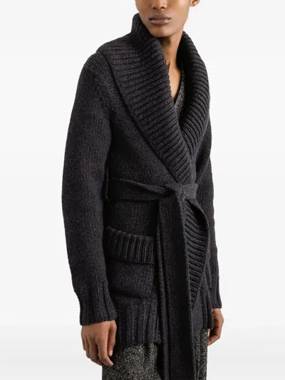 DOLCE & GABBANA SHAWL-COLLAR BELTED CARDIGAN