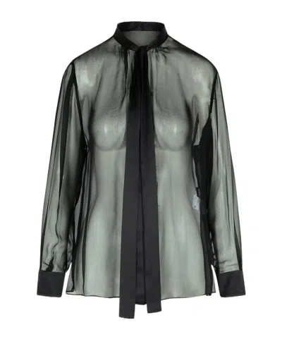 DOLCE & GABBANA DOLCE  GABBANA CHIFFON PUSSY-BOW SHIRT