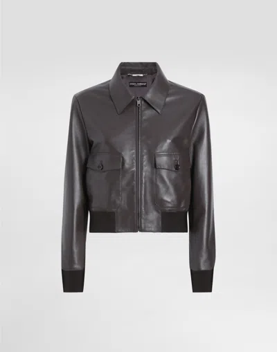 DOLCE & GABBANA SHORT PLONGÉ NAPPA LEATHER JACKET
