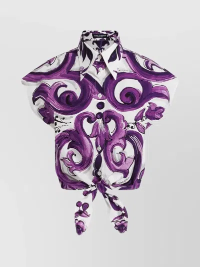 DOLCE & GABBANA SHORT SLEEVE SHIRT WITH COLLAR AND PRINT