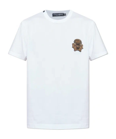 DOLCE & GABBANA CREST-EMBELLISHED COTTON T-SHIRT