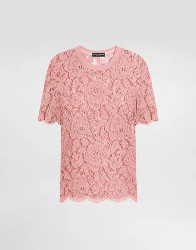 DOLCE & GABBANA SHORT-SLEEVED CORDONETTO LACE T-SHIRT