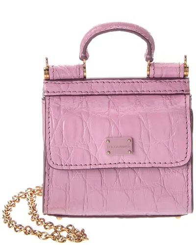 DOLCE & GABBANA DOLCE & GABBANA SICILY MICRO CROC-EMBOSSED LEATHER TOTE