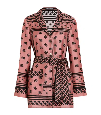 DOLCE & GABBANA SILK LOGO PRINT SHIRT