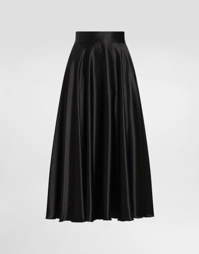 DOLCE & GABBANA SILK SATIN CALF-LENGTH CIRCLE SKIRT