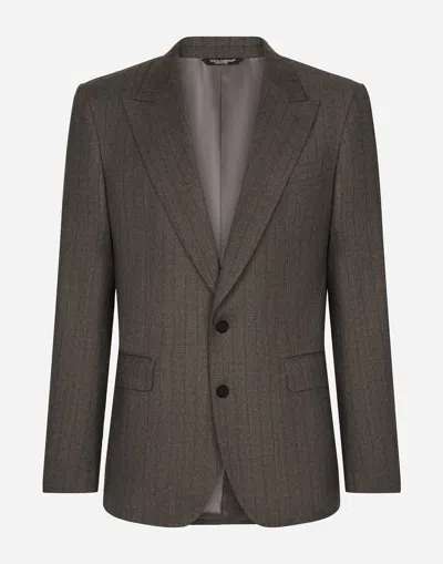 DOLCE & GABBANA SINGLE-BREASTED PINSTRIPE FLANNEL JACKET
