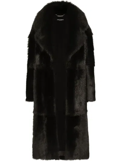 DOLCE & GABBANA SINGLE-BREASTED SHEARLING COAT