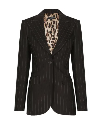 DOLCE & GABBANA DOLCE  GABBANA SINGLE-BREASTED STRIPED TAILORED BLAZER