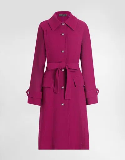 DOLCE & GABBANA SINGLE-BREASTED WOOL CREPE COAT WITH BELT