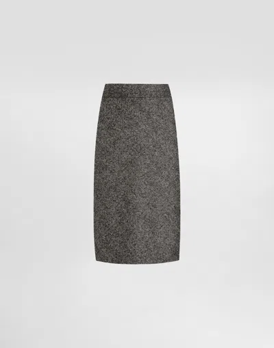DOLCE & GABBANA SKIRT IN WOOL BLEND CHEVRON