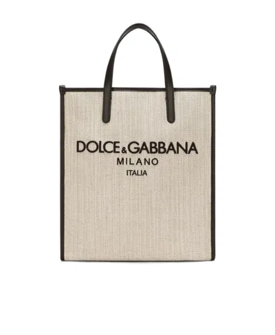 DOLCE & GABBANA DOLCE  GABBANA LOGO EMBROIDERED SMALL TOTE BAG