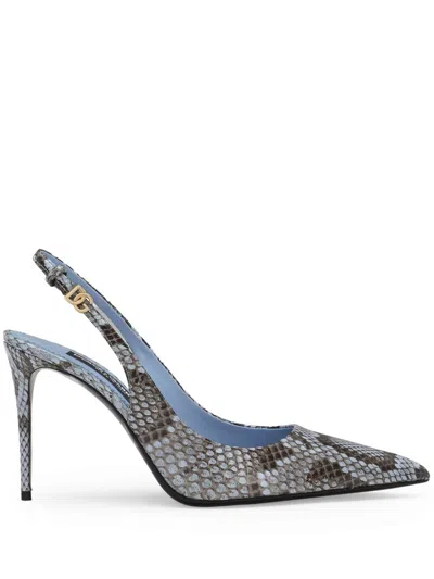 DOLCE & GABBANA DNA 90MM SNAKESKIN-EFFECT SLINGBACK PUMPS