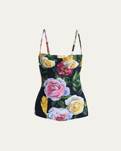 DOLCE & GABBANA ST. PEONIE ROSE ONE-PIECE SWIMSUIT