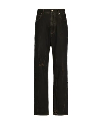 DOLCE & GABBANA DOLCE  GABBANA LOGO PATCH STRAIGHT-LEG JEANS