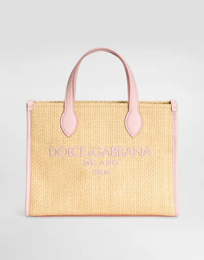 DOLCE & GABBANA STRAW HANDBAG WITH DOLCE&GABBANA LOGO