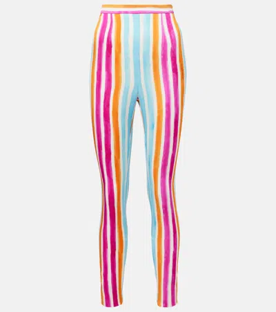 DOLCE & GABBANA STRIPED SILK-BLEND LEGGINGS