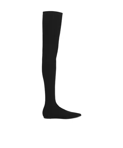 DOLCE & GABBANA DOLCE  GABBANA STRETCH JERSEY THIGH-HIGH BOOTS