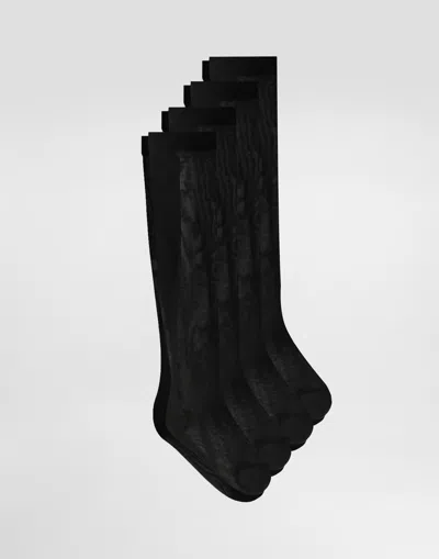 DOLCE & GABBANA THREE-PACK OF NYLON SOCKS WITH DG LOGO