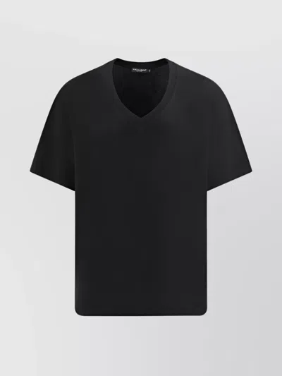 DOLCE & GABBANA TIMELESS V-NECK T-SHIRT WITH SHORT SLEEVES