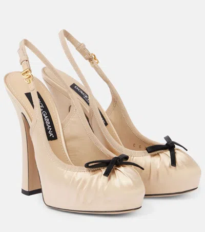 DOLCE & GABBANA VALLY SATIN PLATFORM SLINGBACK PUMPS