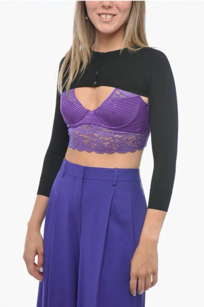 DOLCE & GABBANA Viscose Blend Crop Cardigan with Buttons