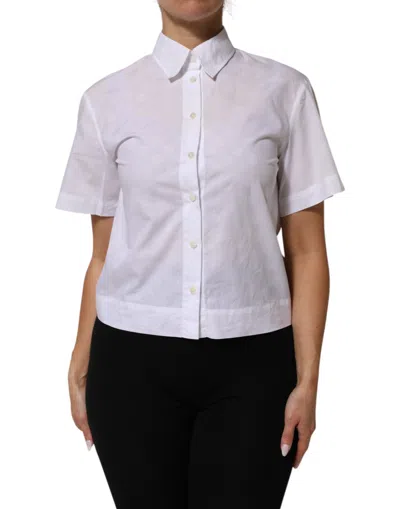 DOLCE & GABBANA WHITE COLLARED SHORT SLEEVE POLO SHIRT TOP