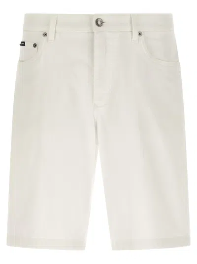 DOLCE & GABBANA WHITE FIVE-POCKET BERMUDA SHORTS