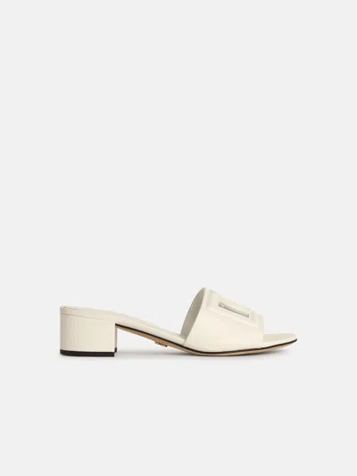 DOLCE & GABBANA WHITE LEATHER SLIPPERS