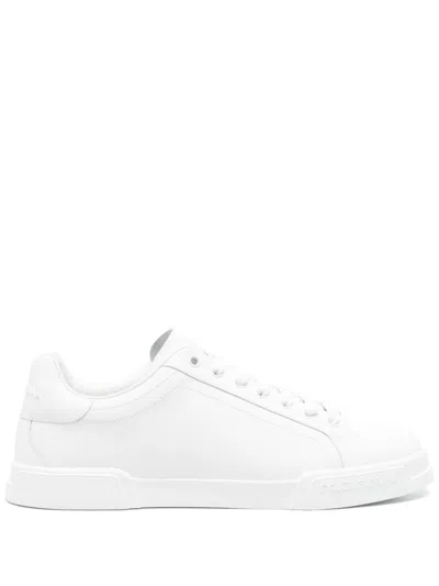 DOLCE & GABBANA MEN WHITE LEATHER SNEAKERS, 9.5 LUXURY SNEAKERS FOR MEN DARVEYS