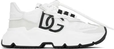 DOLCE & GABBANA WHITE MIXED-MATERIAL DAYMASTER SNEAKERS