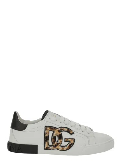 DOLCE & GABBANA WHITE SIDE LOGO SNEAKERS