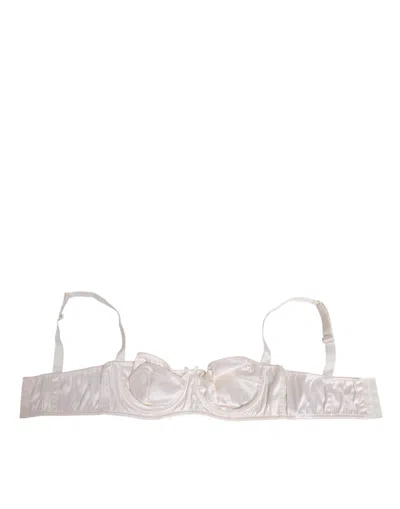 DOLCE & GABBANA WHITE SILK SATIN BALCONNET LINGERIE BRA UNDERWEAR