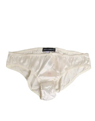 DOLCE & GABBANA WHITE SILK SATIN LINGERIE PANTY  UNDERWEAR