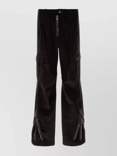DOLCE & GABBANA COTTON CORDUROY CARGO WIDE-LEG TROUSERS