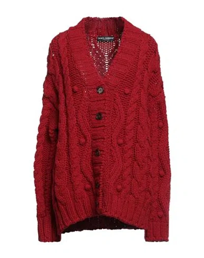 DOLCE & GABBANA DOLCE & GABBANA WOMAN CARDIGAN RED SIZE 4 VIRGIN WOOL