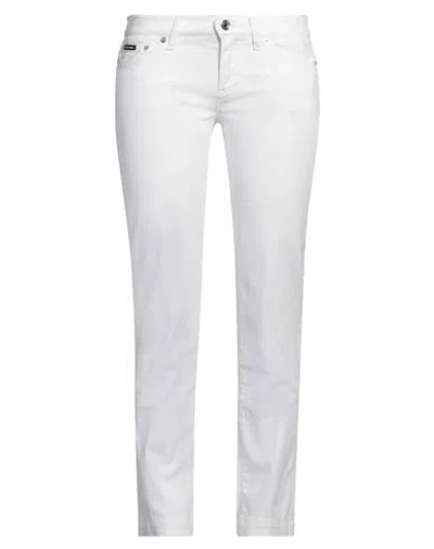DOLCE & GABBANA DOLCE & GABBANA WOMAN JEANS WHITE SIZE 8 COTTON, ELASTANE