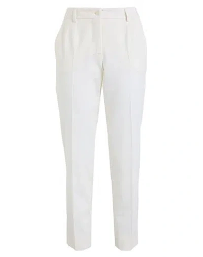 DOLCE & GABBANA DOLCE & GABBANA WOMAN PANTS CREAM SIZE 12 VIRGIN WOOL, POLYAMIDE, ELASTANE