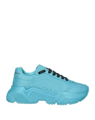 DOLCE & GABBANA DOLCE & GABBANA WOMAN SNEAKERS TURQUOISE SIZE 6.5 CALFSKIN