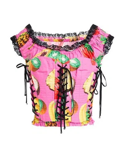 DOLCE & GABBANA DOLCE & GABBANA WOMAN TOP MAGENTA SIZE 12 COTTON, POLYAMIDE