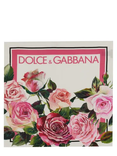 DOLCE & GABBANA DOLCE & GABBANA WOMEN ROSE PRINT SILK TWILL SCARF