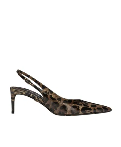 DOLCE & GABBANA DOLCE  GABBANA LEOPARD PRINTED SLINGBACK PUMPS