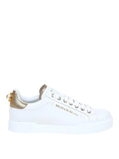 DOLCE & GABBANA PORTOFINO SNEAKERS IN WHITE LEATHER