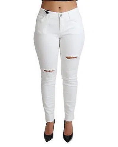 DOLCE & GABBANA DOLCE & GABBANA ZERFETZTE SKINNY-DENIM-BAUMWOLL-STRETCH-JEANS - PANTS - WHITE