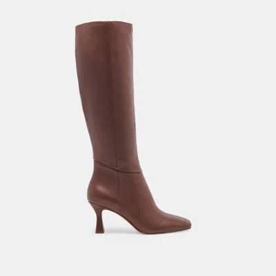 DOLCE VITA GYRA WIDE CALF BOOTS CHOCOLATE LEATHER