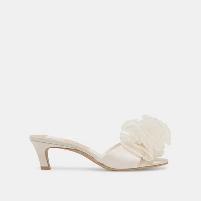 DOLCE VITA NARITA PEARL HEELS OFF WHITE SATIN